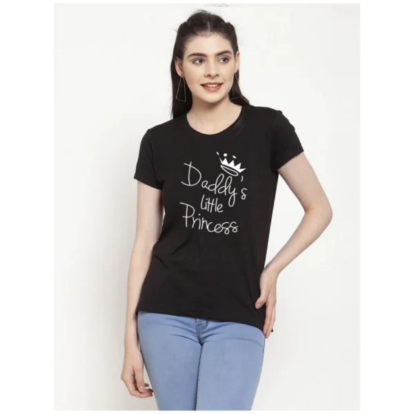 Women's Cotton Blend Daddy's Little Princess Printed T-Shirt (Black)