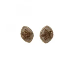Women's Alloy Ceramic Stone And Designer Work Gold Plated Stud (White)