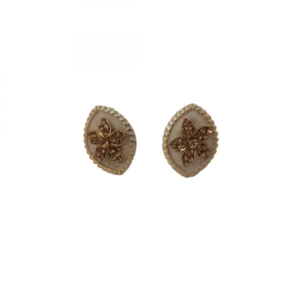 Women's Alloy Ceramic Stone And Designer Work Gold Plated Stud (White)