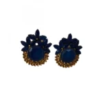 Women's Alloy Designer Crystal Gold Plated Stud (Dark Blue)