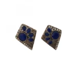 Women's Alloy Stone Work Silver Plated Stud (Dark Blue)
