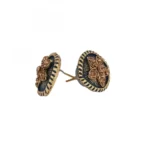 Women's Alloy Ceramic Stone And Designer Work Gold Plated Stud (Black)