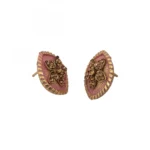 Women's Alloy Ceramic Stone And Designer Work Gold Plated Stud (Light Pink)