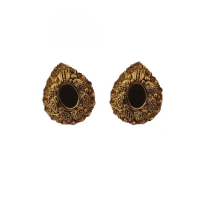 Women's Alloy Metal Stud Stone And Mirror Work Gold Plated Stud (Gold)