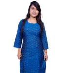 Women's Sambalpuri Certified Handloom Cotton A-Line Kurti (Blue)