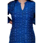 Women's Sambalpuri Certified Handloom Cotton A-Line Kurti (Blue)