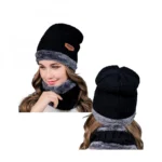 Generic Winter Knit Beanie Woolen Cap Hat and Neck Warmer Scarf Set for Men And Women (Assorted)