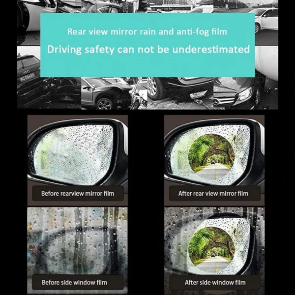 Generic Pack Of_2 Car Rear View Mirror Film HD Anti Fog Waterproof Mirror Window Clear Sticker (Assorted)