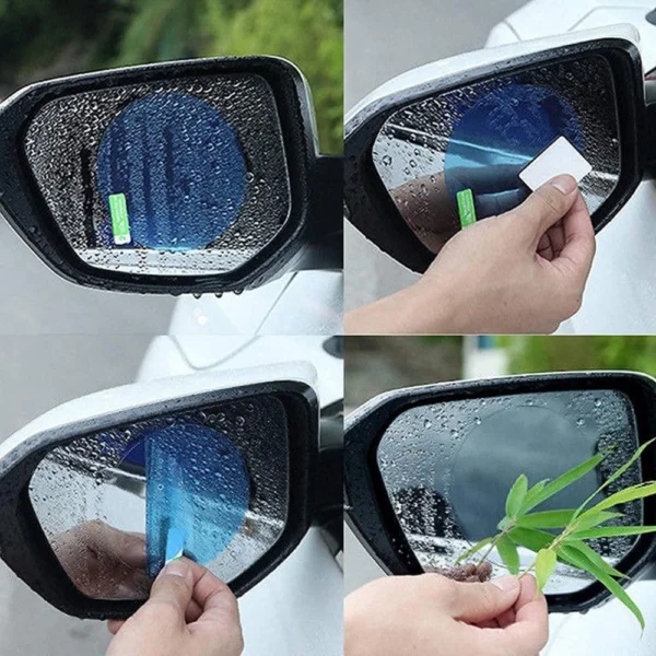 Generic Pack Of_2 Car Rear View Mirror Film HD Anti Fog Waterproof Mirror Window Clear Sticker (Assorted)