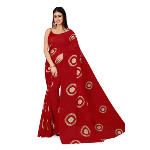 Women's Georgette Saree With Out Blouse (Maroon, 5-6 Mtrs)