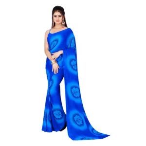 Women's Georgette Saree With Out Blouse (Blue, 5-6 Mtrs)