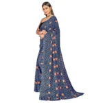 Women's Georgette Saree With Out Blouse (Navy Blue, 5-6 Mtrs)