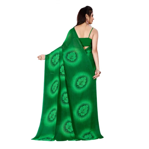 Women's Georgette Saree With Out Blouse (Green, 5-6 Mtrs)