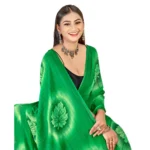 Women's Georgette Saree With Out Blouse (Green, 5-6 Mtrs)