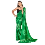 Women's Georgette Saree With Out Blouse (Green, 5-6 Mtrs)