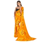 Women's Georgette Saree With Out Blouse (Yellow, 5-6 Mtrs)