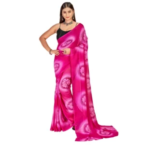 Women's Georgette Saree With Out Blouse (Pink, 5-6 Mtrs)