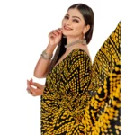 Women's Georgette Saree With Out Blouse (Mustard, 5-6 Mtrs)