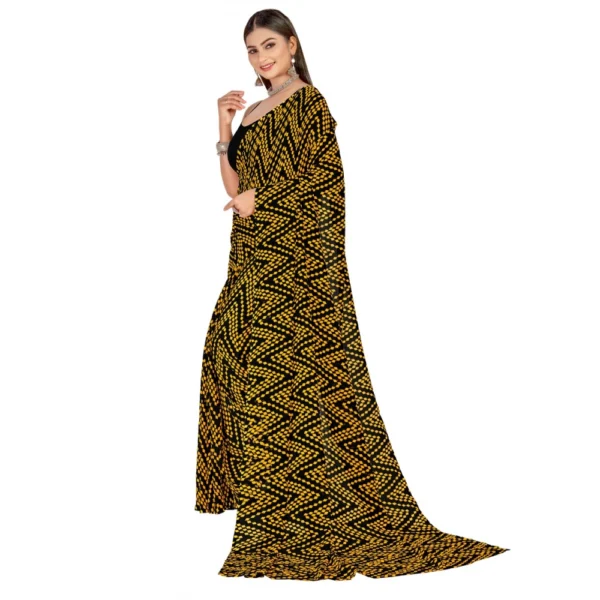 Women's Georgette Saree With Out Blouse (Mustard, 5-6 Mtrs)