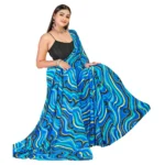 Women's Georgette Saree With Out Blouse (Blue, 5-6 Mtrs)