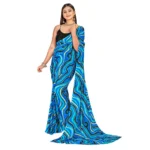 Women's Georgette Saree With Out Blouse (Blue, 5-6 Mtrs)