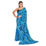 Women's Georgette Saree With Out Blouse (Blue, 5-6 Mtrs)