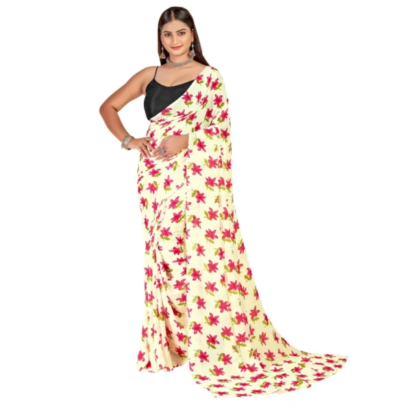 Women's Georgette Saree With Out Blouse (Pink, 5-6 Mtrs)
