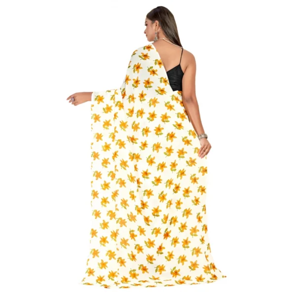 Women's Georgette Saree With Out Blouse (Mustard, 5-6 Mtrs)