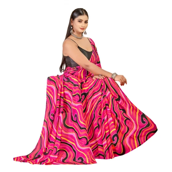 Women's Georgette Saree With Out Blouse (Pink, 5-6 Mtrs)