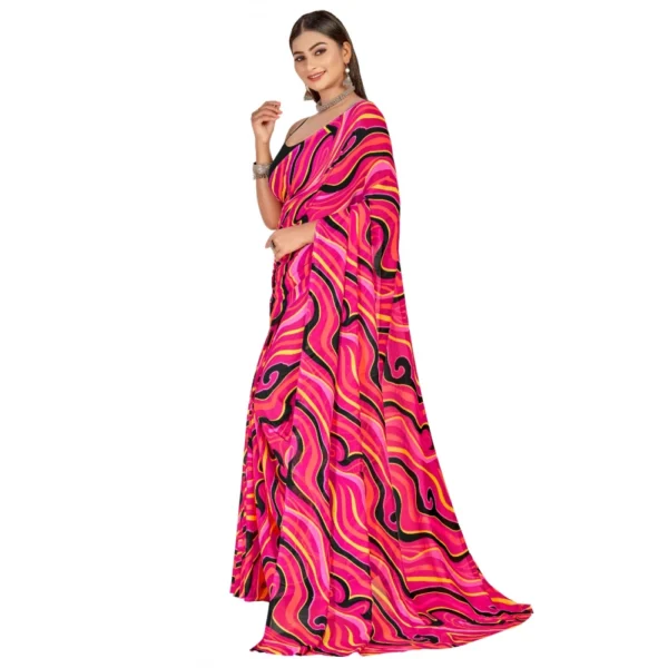Women's Georgette Saree With Out Blouse (Pink, 5-6 Mtrs)