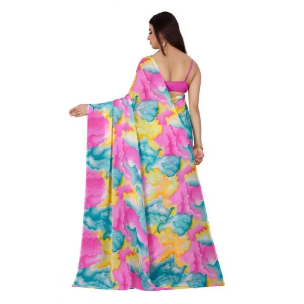 Women's Georgette Saree With Out Blouse (Pink, 5-6 Mtrs)