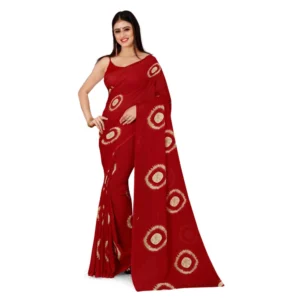 Women's Georgette Saree With Out Blouse (Maroon, 5-6 Mtrs)