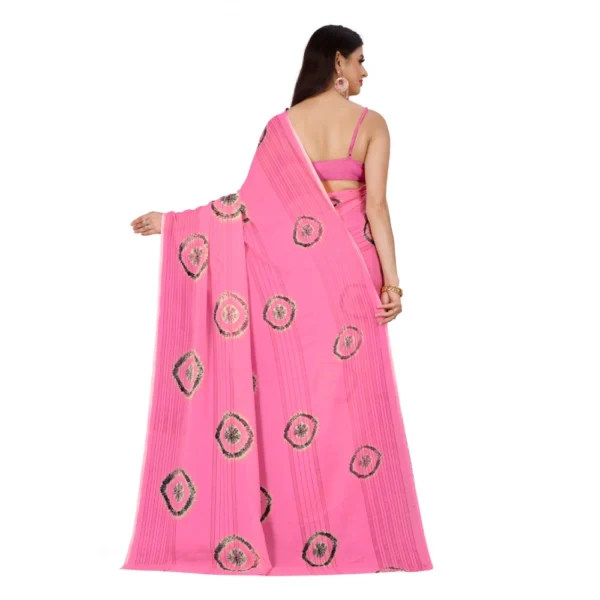 Women's Georgette Saree With Out Blouse (Pink, 5-6 Mtrs)