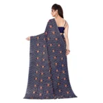 Women's Georgette Saree With Out Blouse (Navy Blue, 5-6 Mtrs)