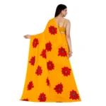 Women's Georgette Saree With Out Blouse (Yellow, 5-6 Mtrs)