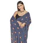Women's Georgette Saree With Out Blouse (Navy Blue, 5-6 Mtrs)