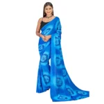 Women's Georgette Saree With Out Blouse (Blue, 5-6 Mtrs)