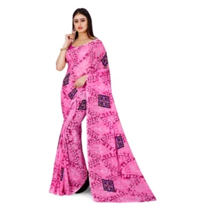 Women's Georgette Saree With Out Blouse (Pink, 5-6 Mtrs)