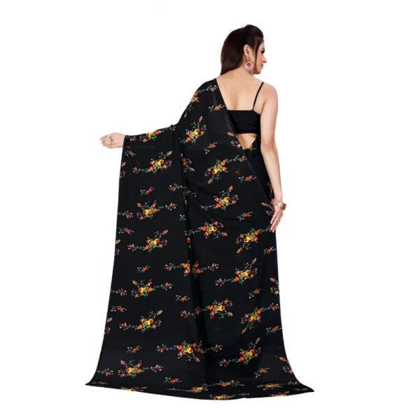 Women's Georgette Saree With Out Blouse (Black, 5-6 Mtrs)