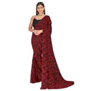 Women's Georgette Saree With Out Blouse (Maroon, 5-6 Mtrs)