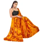 Women's Georgette Saree With Out Blouse (Yellow, 5-6 Mtrs)