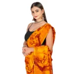 Women's Georgette Saree With Out Blouse (Yellow, 5-6 Mtrs)