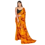 Women's Georgette Saree With Out Blouse (Yellow, 5-6 Mtrs)