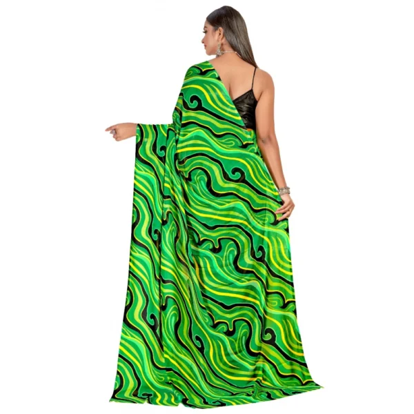Women's Georgette Saree With Out Blouse (Green, 5-6 Mtrs)