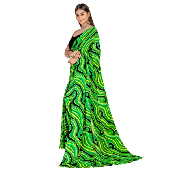 Women's Georgette Saree With Out Blouse (Green, 5-6 Mtrs)