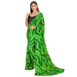 Women's Georgette Saree With Out Blouse (Green, 5-6 Mtrs)