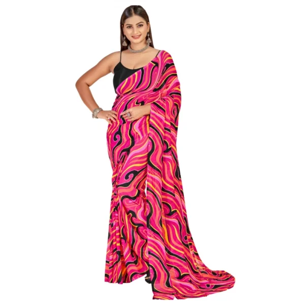 Women's Georgette Saree With Out Blouse (Pink, 5-6 Mtrs)