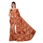 Women's Georgette Saree With Out Blouse (Brown, 5-6 Mtrs)