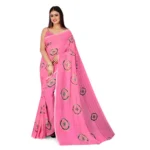 Women's Georgette Saree With Out Blouse (Pink, 5-6 Mtrs)