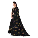 Women's Georgette Saree With Out Blouse (Black, 5-6 Mtrs)